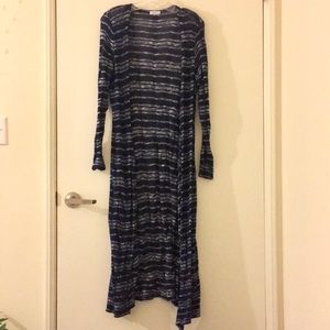 Long maxi open striped cardigan